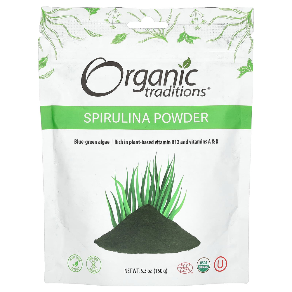 Organic Traditions, Спирулина в порошке, 150 г (5,3 унции)