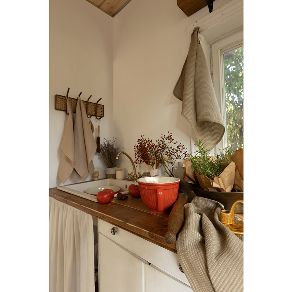 Набор из двух вафельных полотенец изо льна бежевого цвета из коллекции essential, 50х70 см