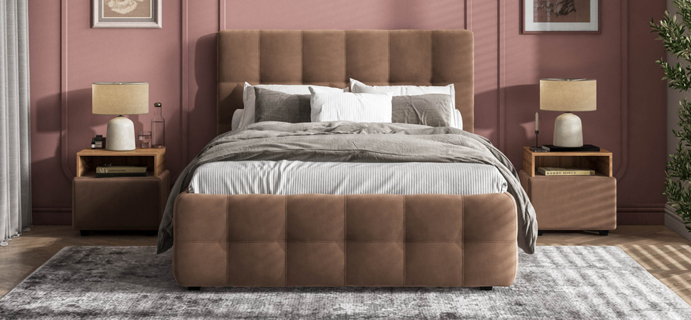 Босс Кровать+ПМ 180 Велюр Монолит Мокко