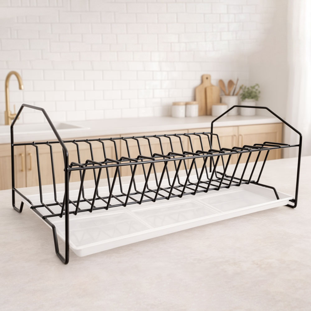 Сушилка для посуды "Мини" 155*220*370мм с поддоном, черная