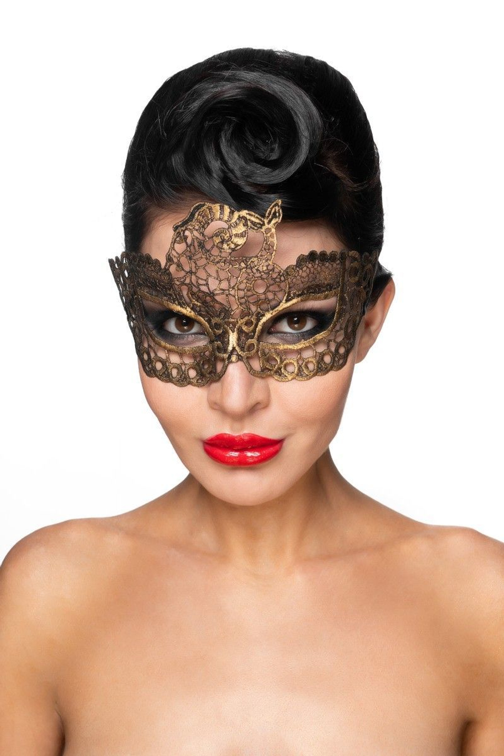 Золотистая карнавальная маска "Этамин"