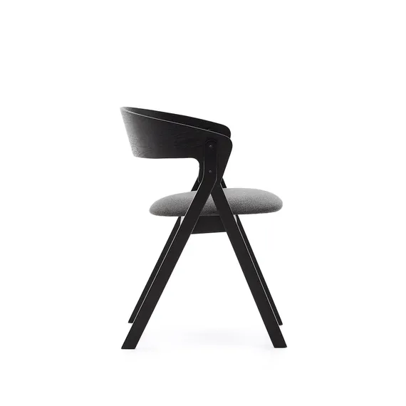 Стул Godia из дерева с черной отделкой и серым шениллом