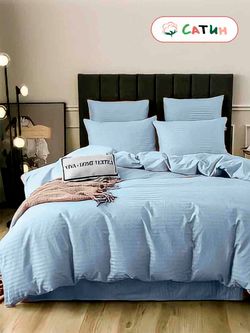 Наволочка комплект 2шт сатин-страйп Milky Garden "BLUE" 40x60 см на молнии