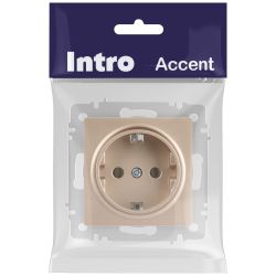 Розетка Intro Accent 6-202-04 2P+E Schuko 16А-250В IP20 СУ AL/CU шампань