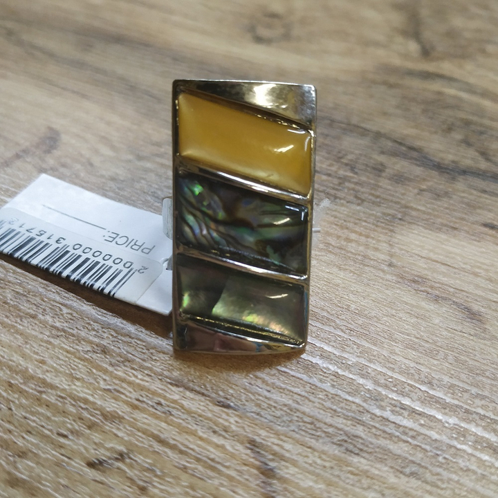 Кольцо Прямоугольник, перламутр, цвет ассорти, 18x34 мм