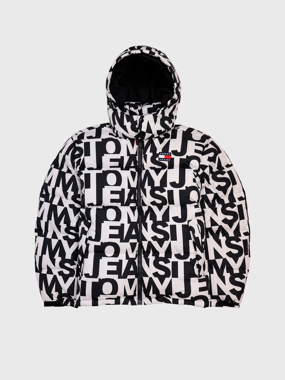 Пуховик Tommy Jeans The Alaska Logo Puffer Jacket Black / White AOP