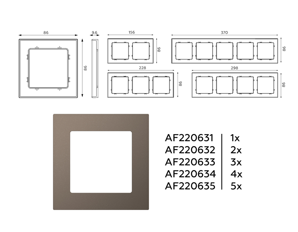 AF220631 Рамка ALFA Techno (Темная бронза матовый) 1-ая