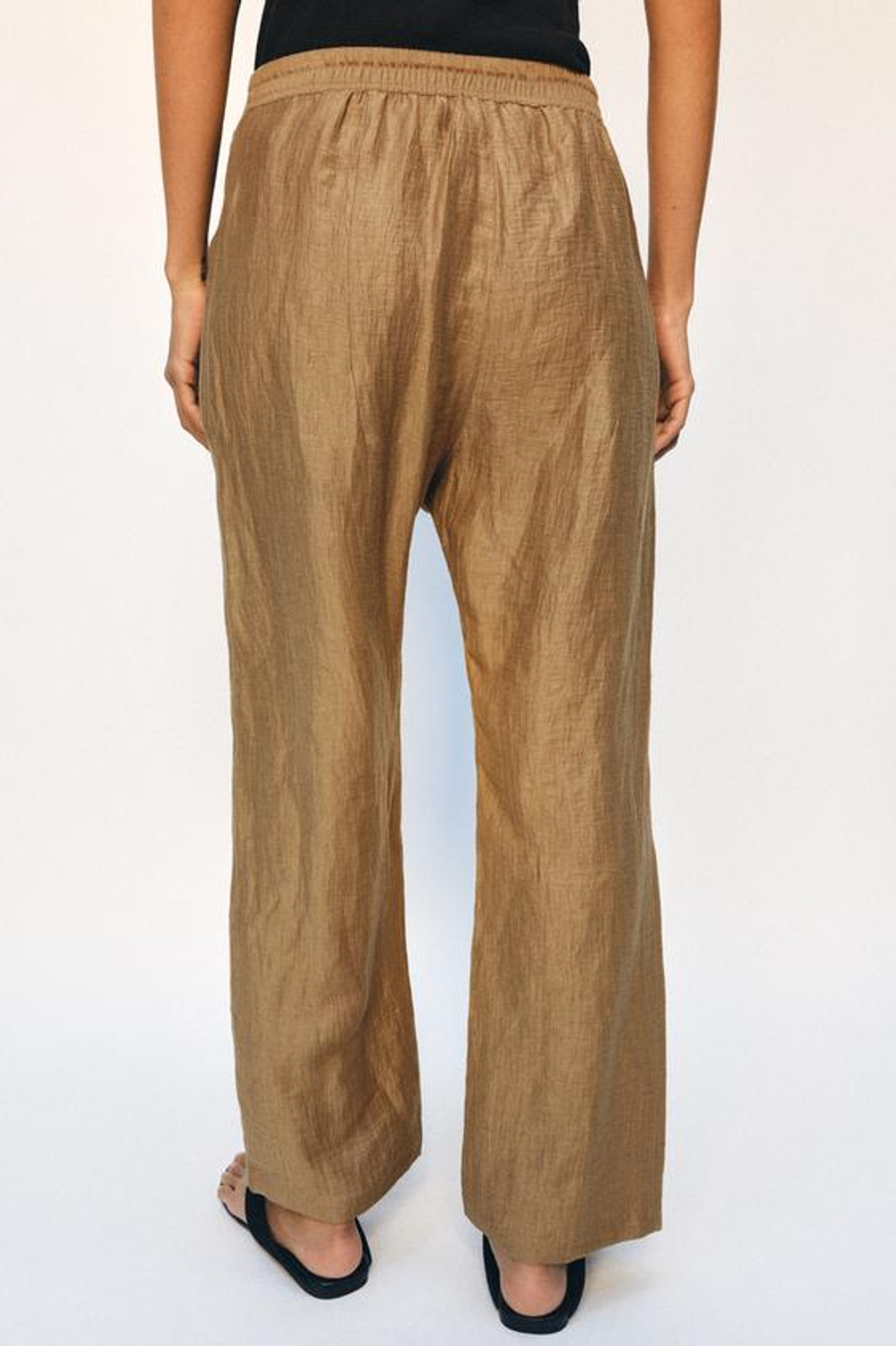 ZARA БРЮКИ ИЗ СМЕСОВОГО ЛЬНА — ZW COLLECTION, МЯГКИЙ КАШТАНОВЫЙ