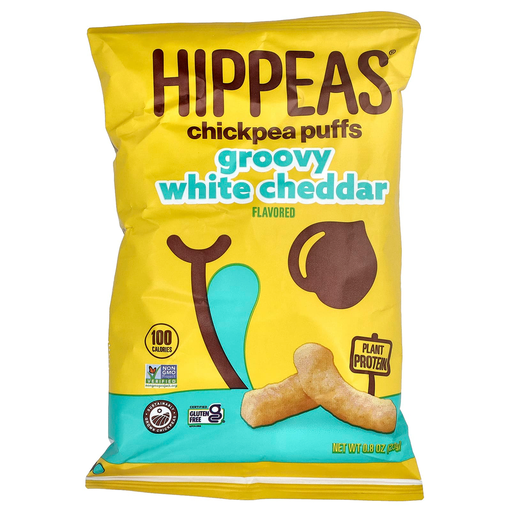 Hippeas, колечки из нута, белый чеддер, 6 пакетиков по 23 г (0,8 унции)