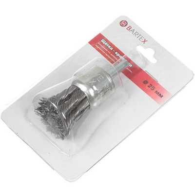 Щетка для дрели Bartex, 25 мм, концевая со шпилькой, крученая проволока, 99925, шт