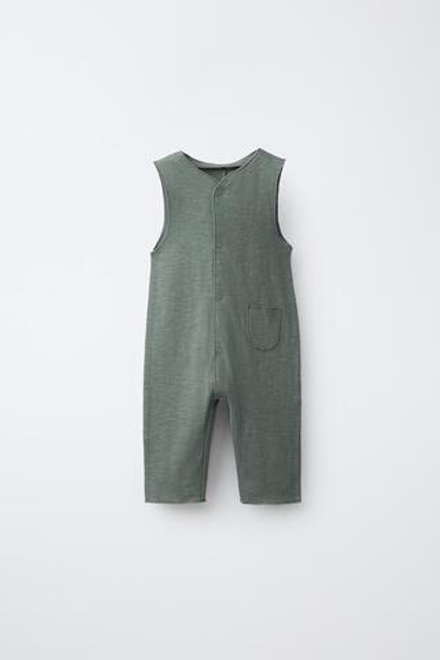 ZARA ДЛИННЫЙ ОДНОТОННЫЙ КОМБИНЕЗОН, МЯГКИЙ ЗЕЛЕНЫЙ