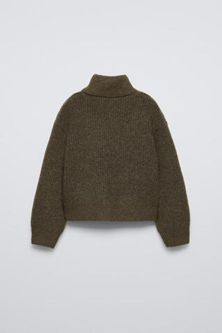 ZARA СВИТЕР С ВЫСОКИМ ВОРОТНИКОМ, СЕРОВАТО-КОРИЧНЕВЫЙ