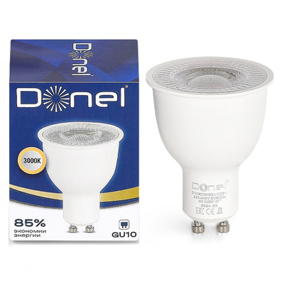 Светодиодная лампа 9Вт,  MR16,  220В,  GU10,  3000K,  720Лм,  Ra&gt;80,  60°,  D50хH65мм,  Dim Triac