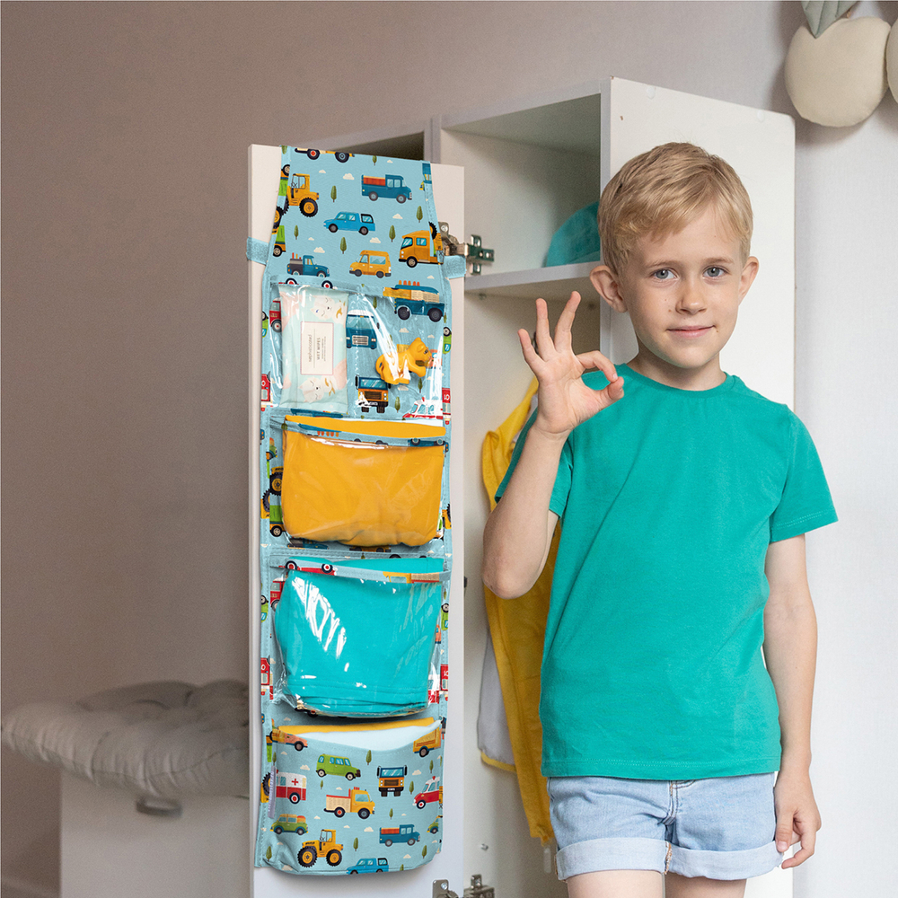 Кармашки для детского сада на липучке. Машинки принт