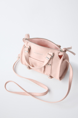 ZARA СУМКА С ЗАКЛЕПКАМИ, РОЗОВЫЙ