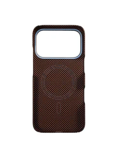 Карбоновый чехол для IPhone 17 Pro with MagSafe коричневый квадрат (Brown)