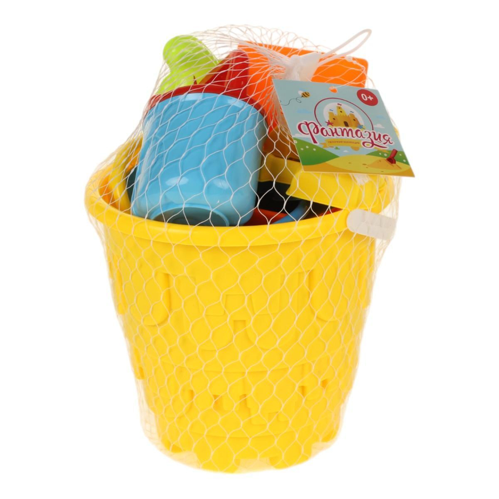 Набор для игры в песок (9предм.) ведро,2совка,сит,лейка,форм,сет.C114