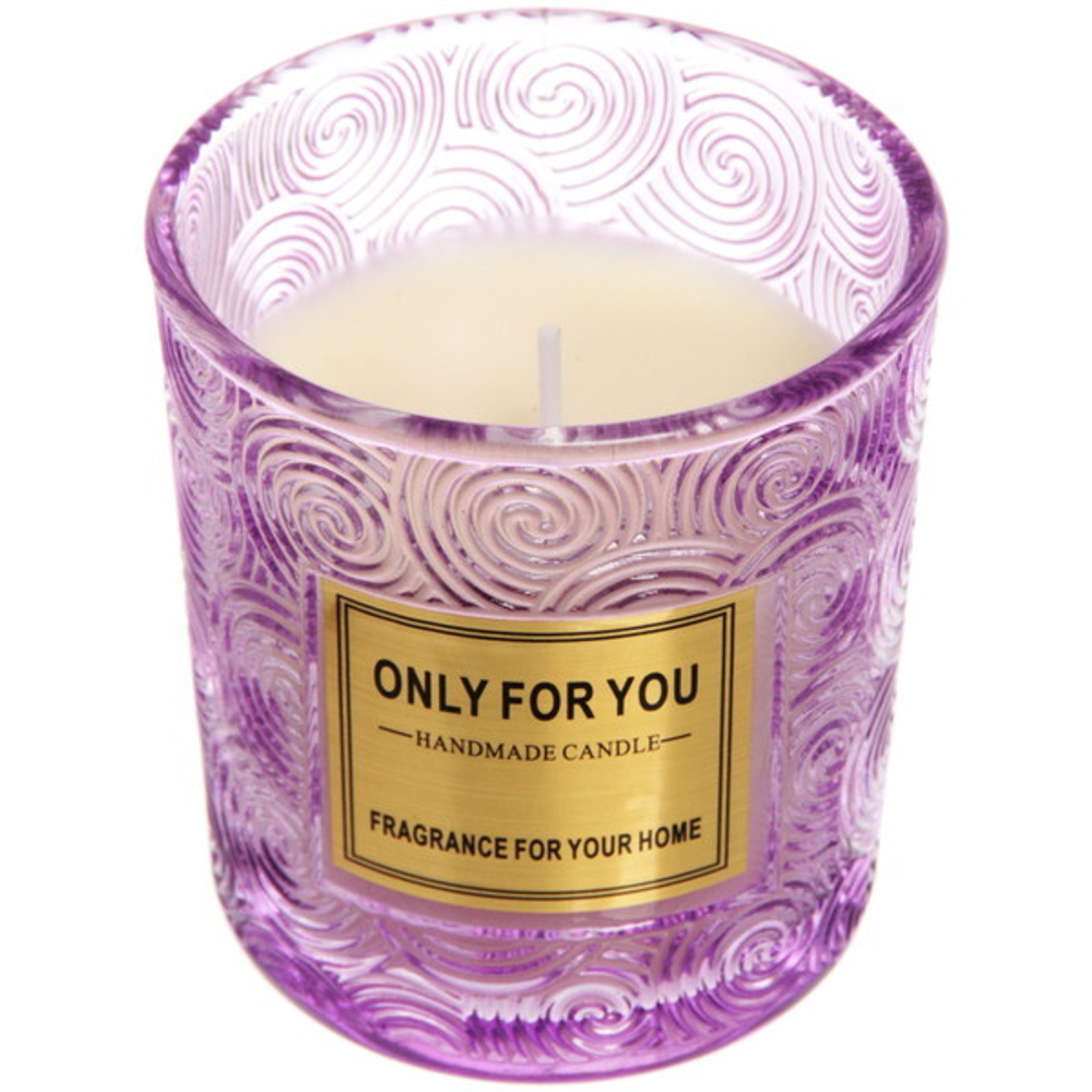 Свеча «Only For You-Arista» 7,2*8см в подсвечнике с крышкой, цвет лавандовый, в подарочной коробке
