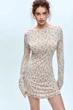 Платье мини LONG SLEEVE TEA ROSE