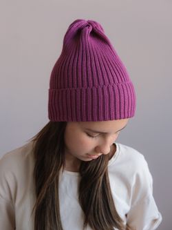 Шапка вязаная-резинка весенняя/осенняя КЭП(Брусника)
