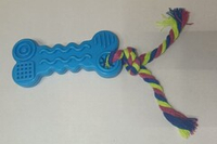 Игрушка для собак Кость из резины с канатиком ЧК Синяя 16,5см