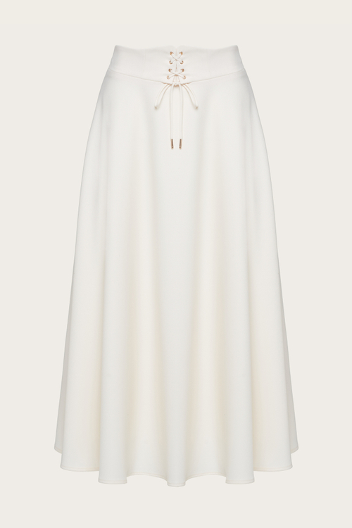 Белая юбка-миди со шнуровкой на поясе "Фелиция"