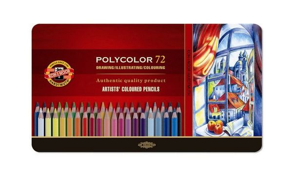 Набор художественных цветных карандашей POLYCOLOR 72 цвета в металлической коробке