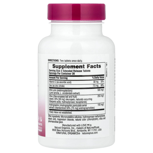 NaturesPlus, Herbal Actives, Tri-Immune ™ с длительным высвобождением, 60 таблеток