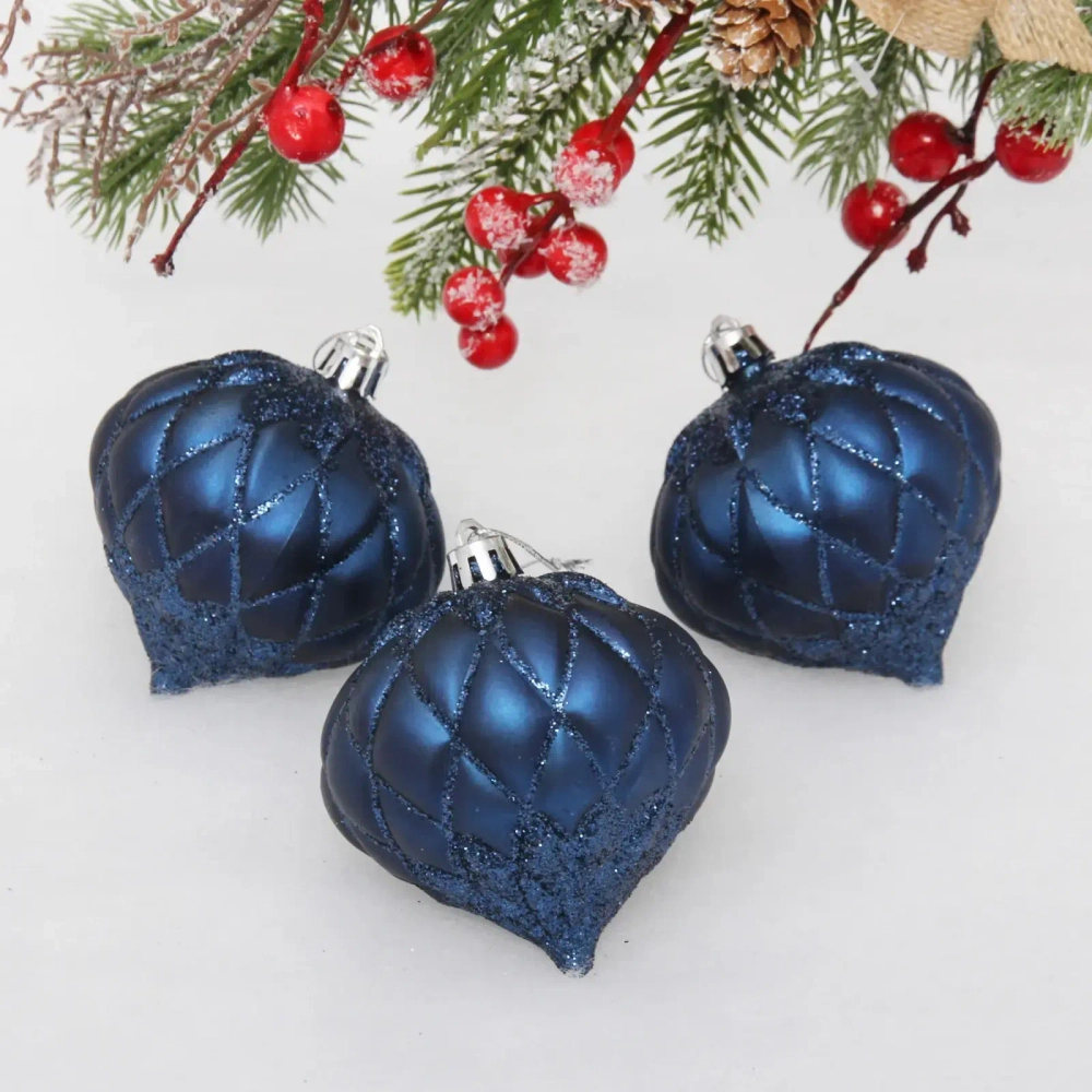 Ёлочные игрушки «Юла» 8 см (набор 3 шт), сапфир