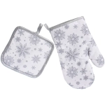 Прихватка в наборе с варежкой «Снежинка» цвет серебряный, 17,5*17,5 см и 27*17 см