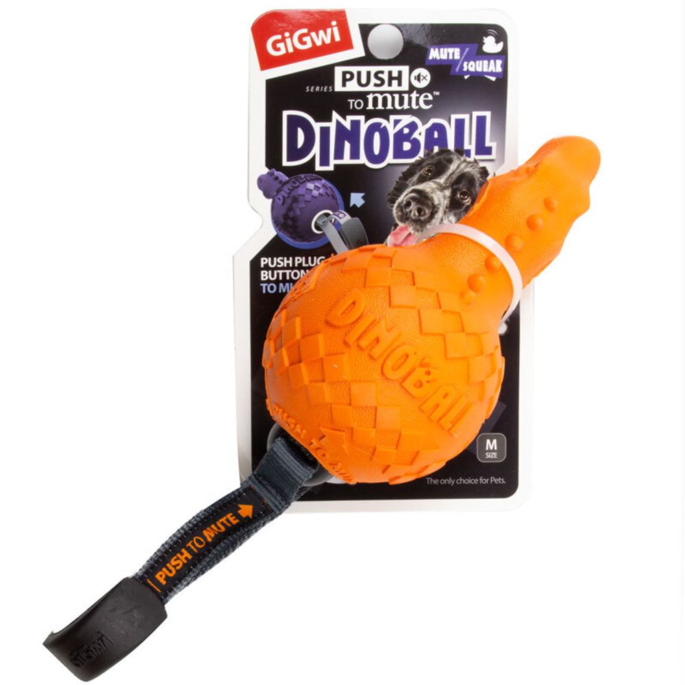 Gigwi DINOBALL PUSH TO MUTE игрушка для собак динобол т-рекс с отключаемой пищалкой 13 см