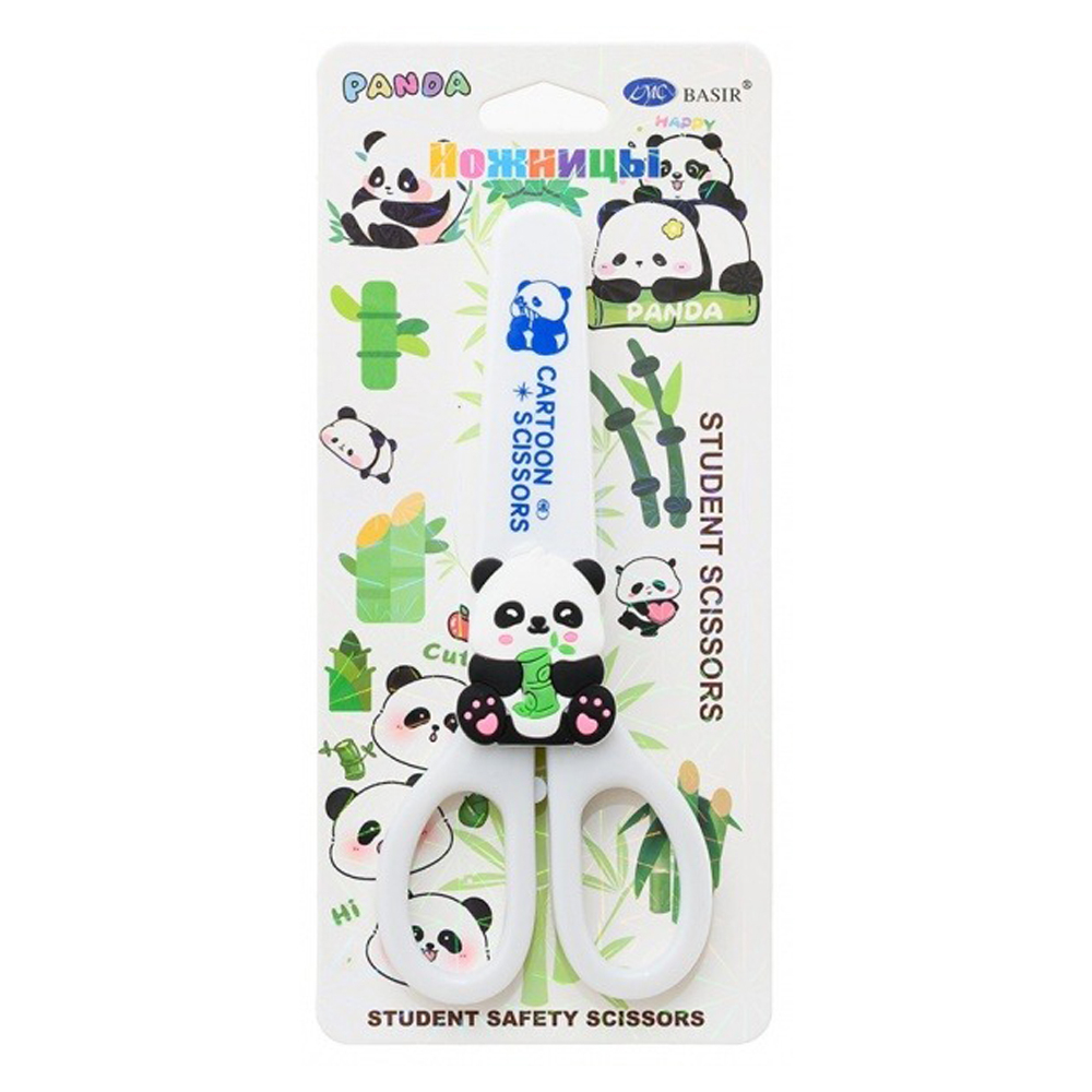 Ножницы детские Basir, серия "Панда", 13.5 см, в чехле, ассорти