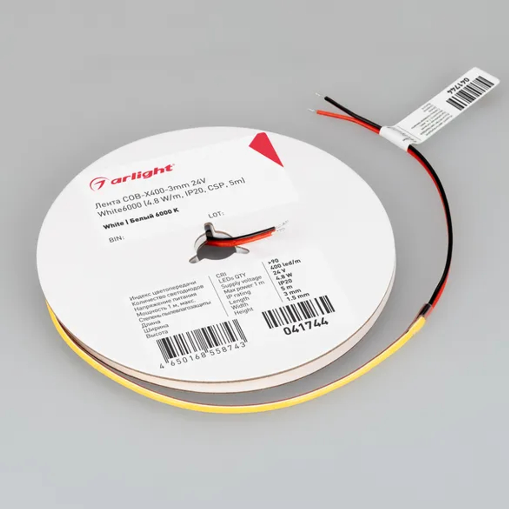 Светодиодная лента COB-X400-3mm 24V White6000 (4.8 W/m, IP20, 5m) (Arlight, -) 041744(1)