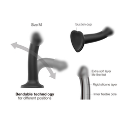 Фаллоимитатор Strap-On-Me Dildo Dual Density Semi-Realistic гнущийся, черный L, 19 см