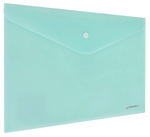 Папка-конверт с кнопкой А4 "Pastel" 0,2мм. матовая непрозрачная, аквамарин, прочная (BRAUBERG)