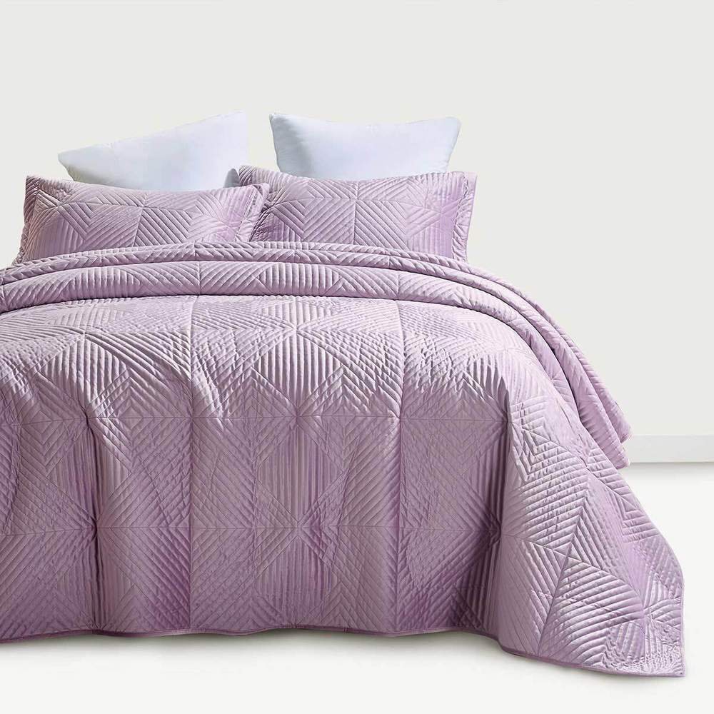 Покрывало 250х260 и 2 декоративные наволочки Arya home Belle лиловый