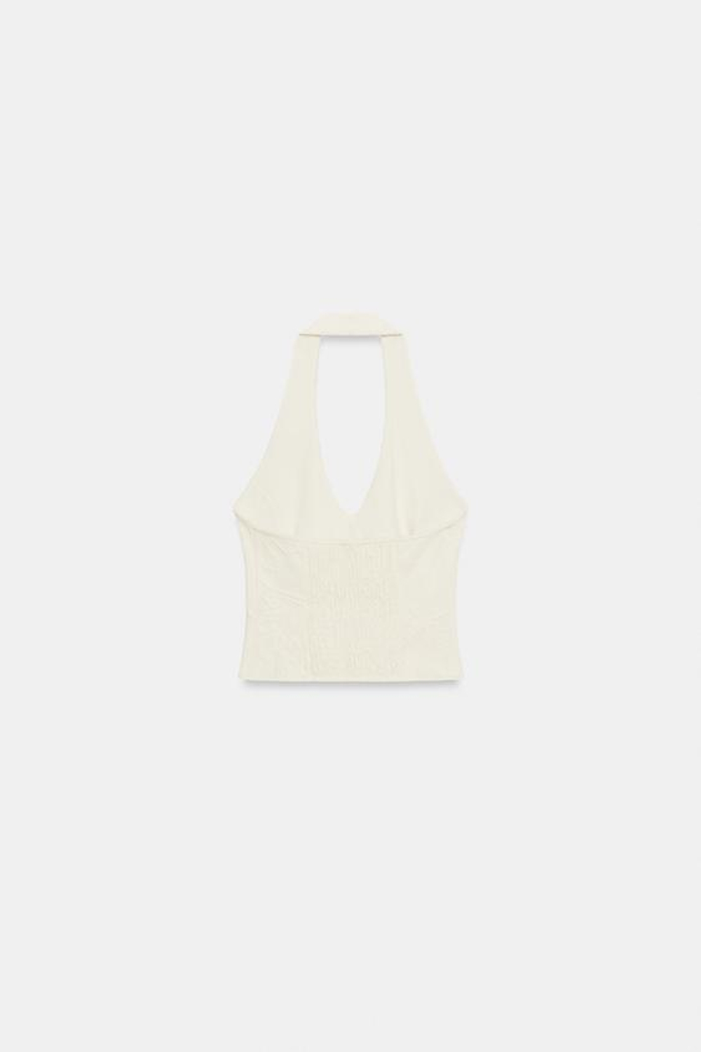 ZARA ТОП ИЗ ЖАККАРДА С ГОРЛОВИНОЙ ХАЛТЕР И НАВЕСНЫМИ ПЕТЛЯМИ, ЭКРЮ