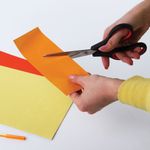 Ножницы ОФИСМАГ "Soft Grip", 216 мм, резиновые вставки, черно-красные, 3-х сторонняя заточка, в картонная упаковка с европодвесом, 231523