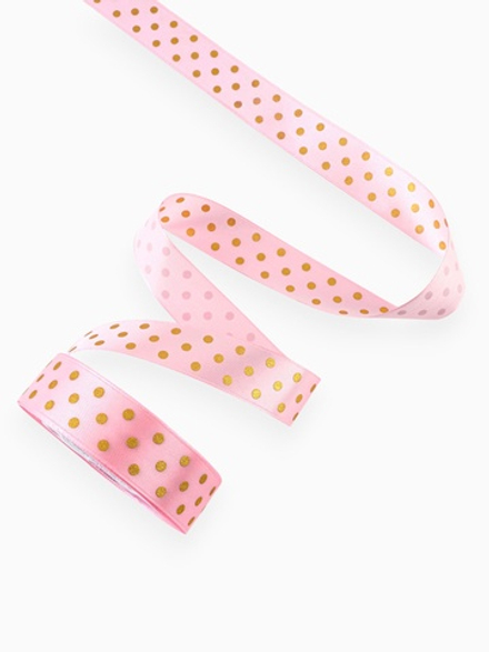 Лента атласная с тиснением «Горох», 25 мм, розовая №04, 10515662