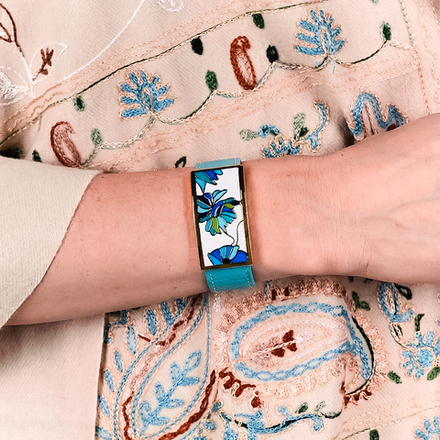 Браслет Fiore Luna на бирюзовом кожаном ремешке CB13599-4