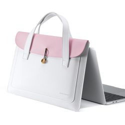 Ручная сумка из искусственной кожи белый с розовым цвет для ноутбука или планшета до 16 дюймов, серия AURA Series Handbag от Dux Ducis