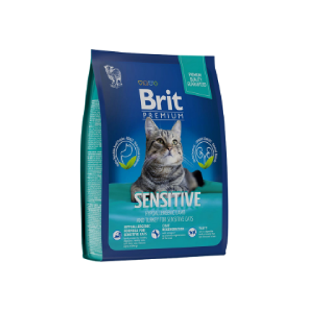 Сухой корм для кошек с чувствительным пищеварением Brit Premium Cat Sensitive ягненок и индейка 0,4кг