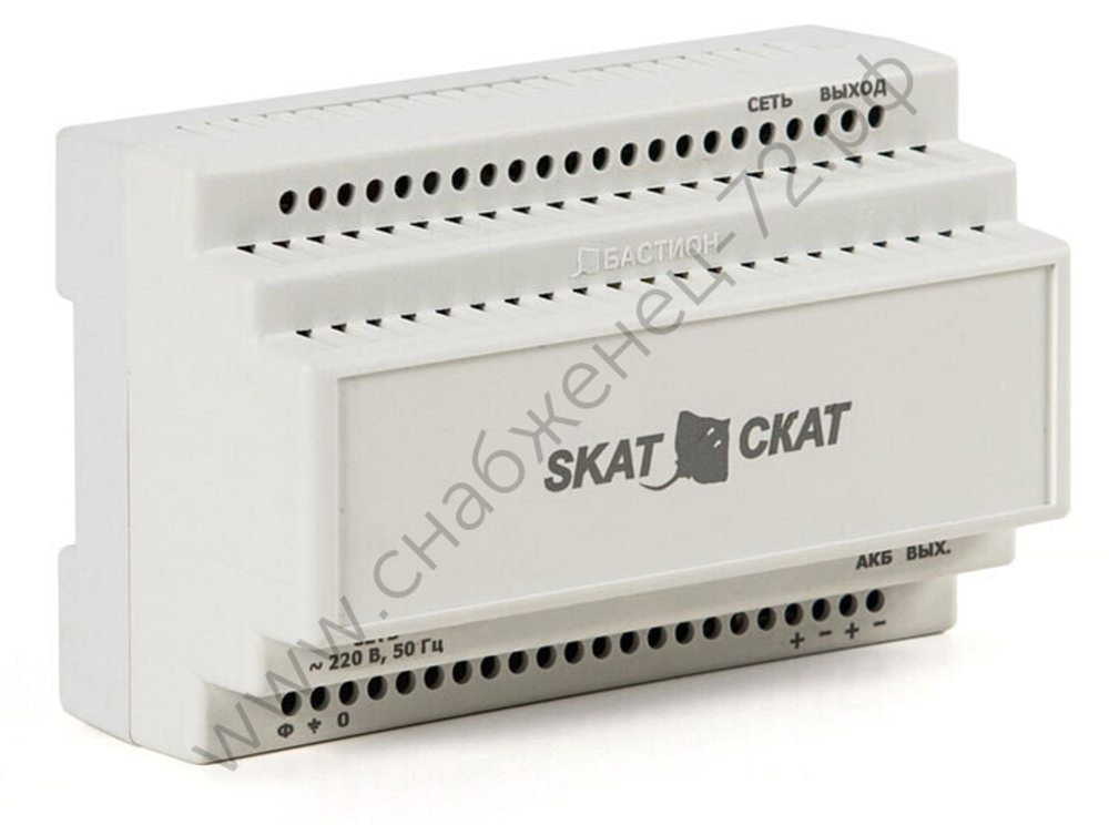 SKAT-12-6.0 DIN (СКАТ ИБП-12/6-DIN) источник питания 12В 6А пластиковый корпус под DIN рейку 35 мм