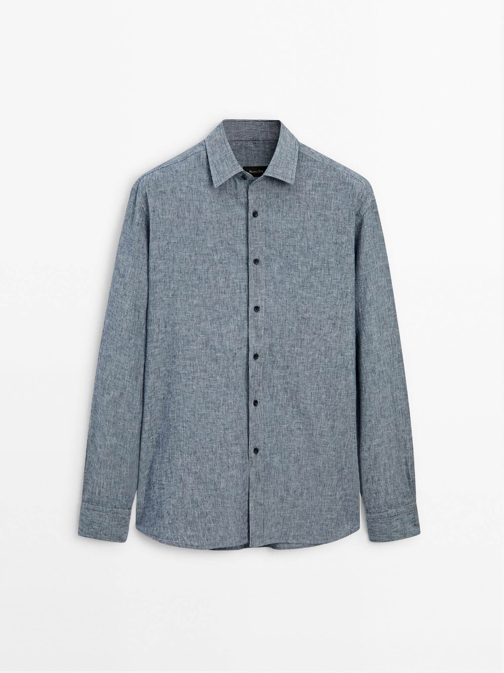 Massimo Dutti Джинсовая рубашка свободного кроя изо льна и хлопка, темно-синий