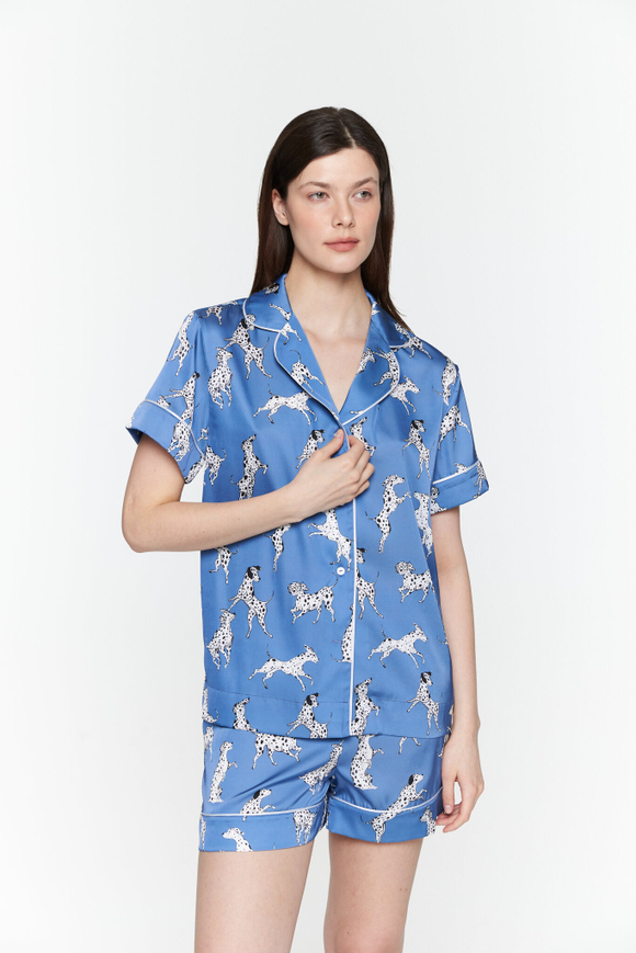 ТРОЙКА Далматинцы с кантом ( блуза,шорты и топ) S 42-44