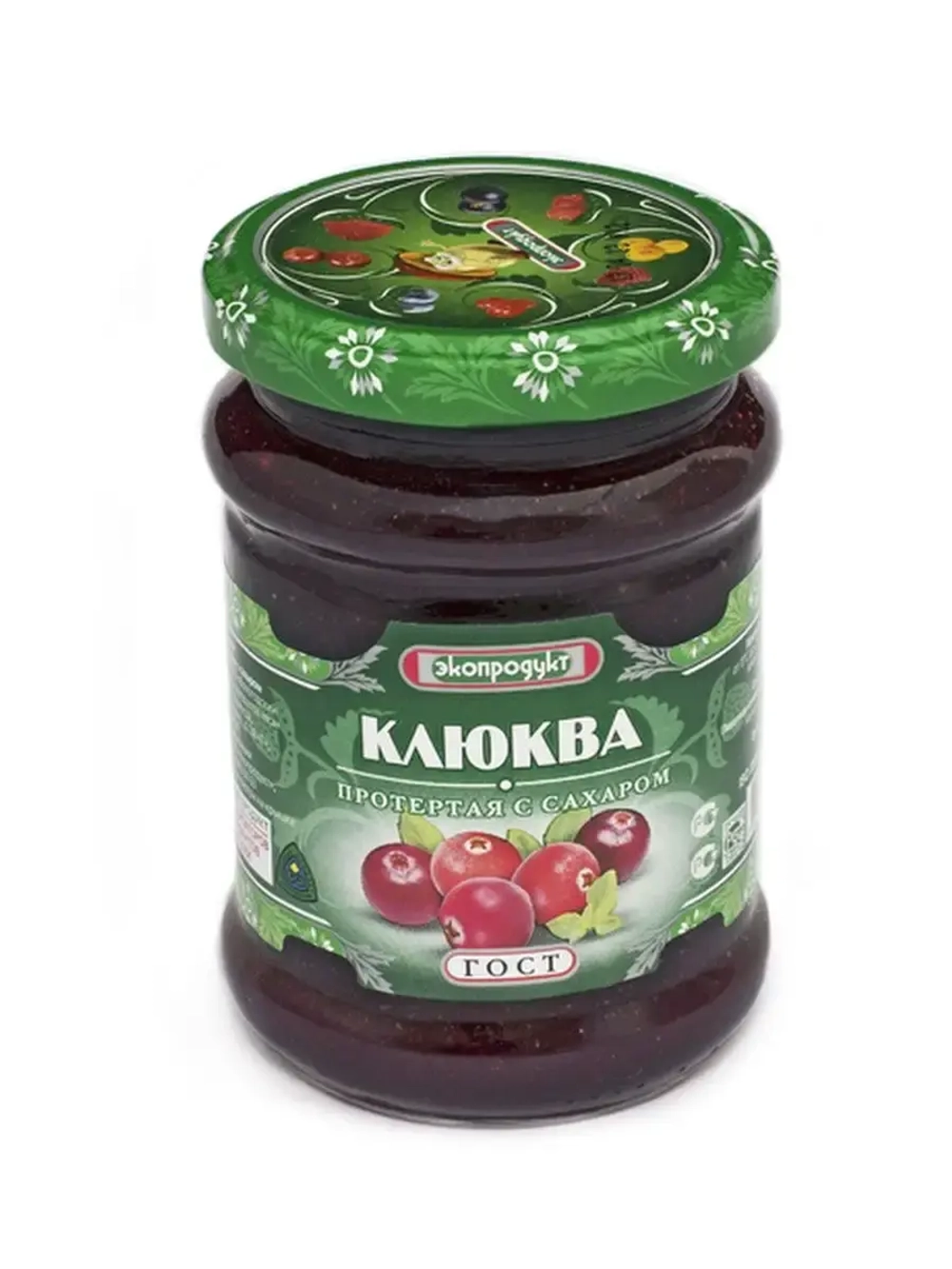 Клюква и Малина дробленая с сахаром ст/б 320 гр