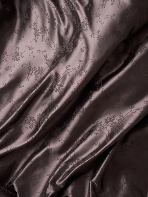 Ткань шелк Армани Жаккард, арт. 1870/2, дизайн "цветы на ветке", коричневый