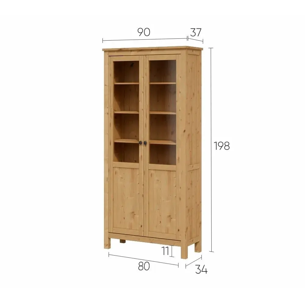 Шкаф-витрина Хемнэс Hemnes/Кымор, ст/пн 90х198х37 см, светло-коричневый