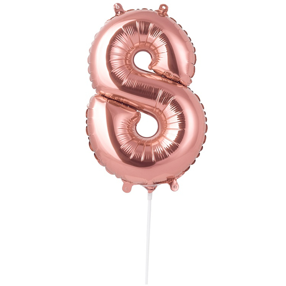 Шар фольгированный Цифра 8 40 см (Розовое Золото)