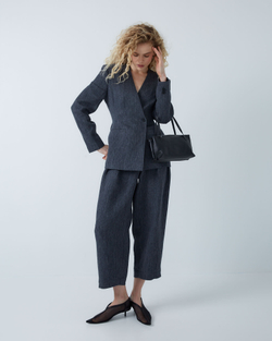 Жакет приталенного силуэта из смесового льна Брунелло Кучинелли темно-серый